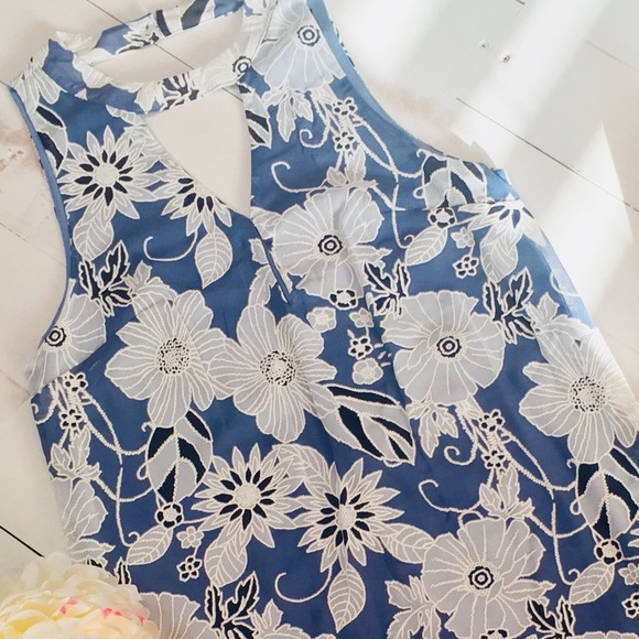 *LAST ONE* 60's Style Mod Blue Floral Mini Dress - Picture 2 of 7